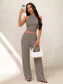 SHEIN PETITE Women Two-Piece Outfits - Brown - View 6
