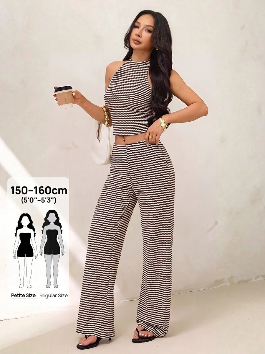 SHEIN PETITE Women Two-Piece Outfits - Brown - View 1