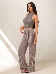SHEIN PETITE Women Two-Piece Outfits - Brown - View 7