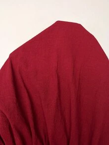 Enliva 大尺碼女款春夏新款休閒日常穿搭，適合派對、約會、生日、音樂節、返校、通勤、度假等多種場合，荷葉邊短袖洋裝，露肩設計，柔軟棉混紡面料，寬鬆版型，短版，黑色，提供大尺碼 - 酒紅色 - 查看 9