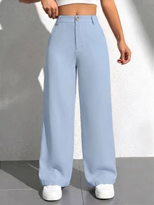 SHEIN PETITE Women Pants - Baby Blue - View 3