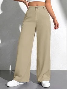 SHEIN PETITE Women Pants - Camel - View 4