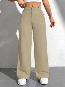 SHEIN PETITE Women Pants - Camel - View 3