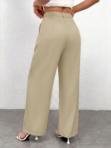 SHEIN PETITE Women Pants - Camel - View 2