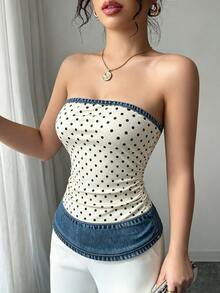 Elenzga Summer Gentle Elegant Butterfly & Floral Print Bandeau Top, French Vintage Slim Fit Flattering Sleeveless Outerwear For Women - Multicolor - View 4