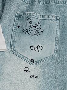 SHEIN 青少年（女）T卹套裝 - 藍白色 - 查看 7