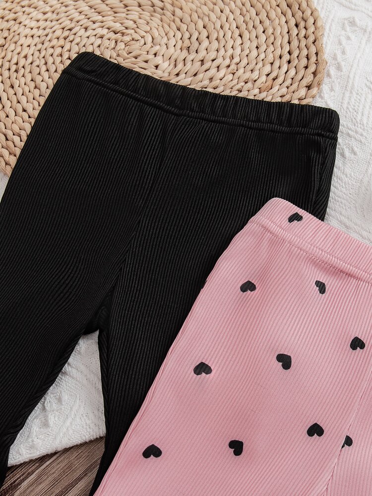 SHEIN Vintaside Kids 2025 Summer New Baby Girl 2 Pieces Casual Comfortable Coffee & Black Split Leg Pants With Cute Bows, Long Lake Casual Pants Set - Multicolor - View 5