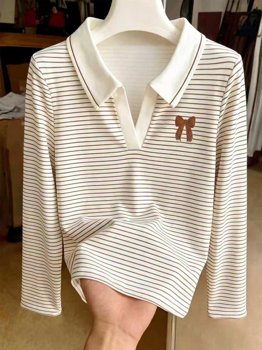 Resyla Digital Print Lapel Slim Fit Women's Long Sleeve - Multicolor - View 1