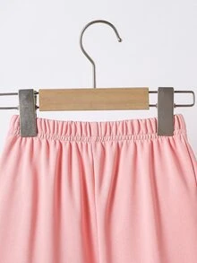 Elladie kids 女童字母卡通圖案長袖運動衫與運動長褲休閒日常兩件套 - 粉色 - 查看 7