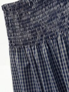 Nöista Women's Multi-Colored Striped Set Featuring Puff Sleeve Top And Coordinated High-Waisted A-Line Maxi Skirt. Perfect For Resort Wear - Navy Blue - View 16