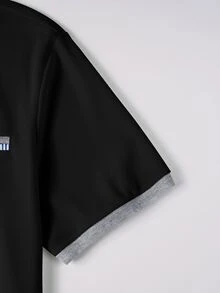 Manfinity Homme 男士短袖 Polo 衫，適合辦公室、休閒外出與聚會 - 黑色 - 查看 6