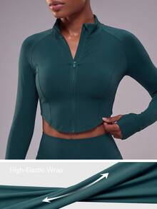 Zivah Women's Teal 3 Piece Sports Set - Zip-Up Jacket, Sports Bra & Leggings Athletic Outfit For Gym Workout Autumn - Green - View 12