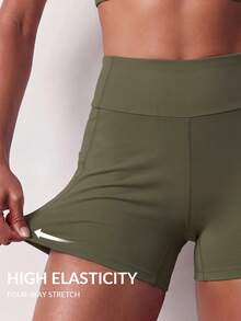 Zivah Women's Olive Green Sports Bra And Shorts Set - Summer Gym Workout Yoga Activewear - Green - View 9