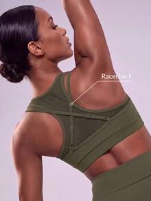 Zivah Women's Olive Green Sports Bra And Shorts Set - Summer Gym Workout Yoga Activewear - Green - View 5