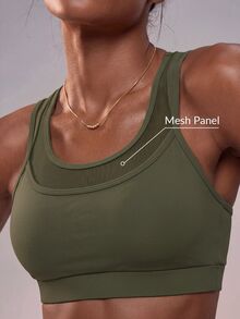 Zivah Women's Olive Green Sports Bra And Shorts Set - Summer Gym Workout Yoga Activewear - Green - View 4