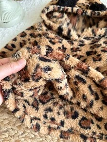 SHEIN 女嬰秋冬可愛人造毛豹紋加厚運動衫與長褲兩件套，返校穿搭 - 彩色 - 查看 6