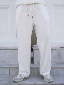 LEOGASHI LEOGASHI Men's Knitted Straight Leg Pants, Lightweight, All-Match Versatile Casual Sweatpants For Summer - White - View 3