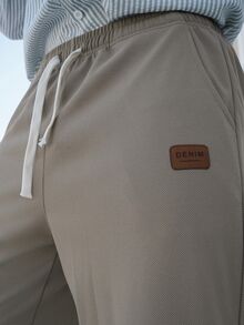 LEOGASHI LEOGASHI Men Letter Patched Detail Drawstring Waist Sweatpants - Khaki - View 5