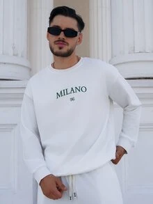 LEOGASHI LEOGASHI Sweatshirt Pria dengan Desain Kreatif dan Cetakan Grafis, Potongan Slim Fit, Kasual, Serbaguna untuk Perjalanan, Lengan Panjang, Kerah Bulat - Putih - View 4