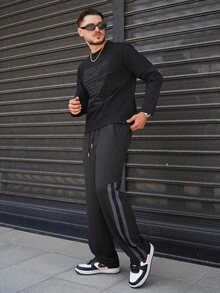 LEOGASHI LEOGASHI Summer Lightweight Men's Long Pants, Straight Leg Loose Fit, Drawstring Sports Casual Fashion Outdoor Commute Daily Home Wear - Dark Grey - View 1