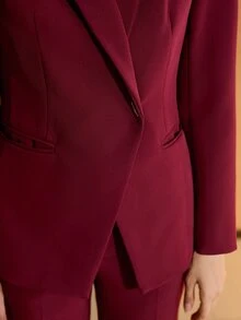 MOTF Classy STRUCTURED PEAK COLLAR BLAZER - Burgundy - View 2