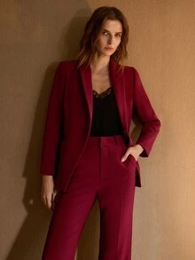 MOTF Classy STRUCTURED PEAK COLLAR BLAZER - Burgundy - View 5