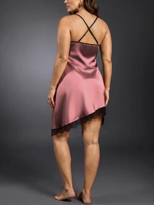 EmpressEnvy Plus Size Women's Contrast Lace Sexy Camisole Nightgown - Multicolor - View 2