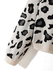 GlowEve Women's Casual Retro Vintage 70s Black And White Leopard Print Cardigan, Fall/ Brunch School - Black and White - View 4