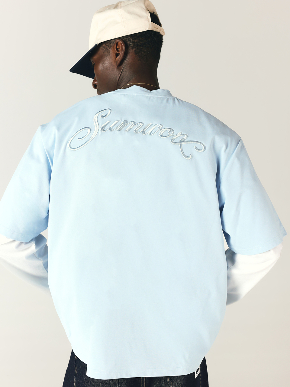 Oversized Crew Neck Short Sleeve Tee With Embroidered Script Logo On Back Summer Casual Streetwear Essential