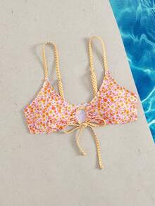 Swim Mod 女士甜美花卉印花音乐节可爱比基尼上衣，适合夏季海滩 - 彩色 - 查看 5