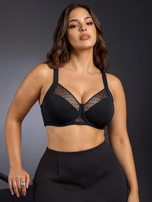EmpressEnvy Plus Size 1pc Romantic Sexy Lace Up Lift Padded Underwire Bra Lingerie - Black - View 1