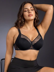 EmpressEnvy Plus Size 1pc Romantic Sexy Lace Up Lift Padded Underwire Bra Lingerie - Black - View 4
