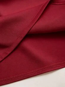 Franclia Women's Solid Color Halter Neck Drape Elegant Fitted Blouse, Summer - Burgundy - View 3