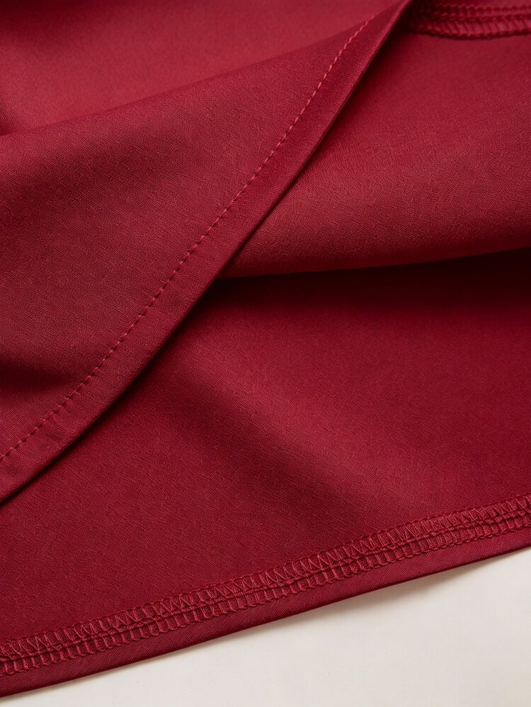 Franclia Women's Solid Color Halter Neck Drape Elegant Fitted Blouse, Summer - Burgundy - View 3