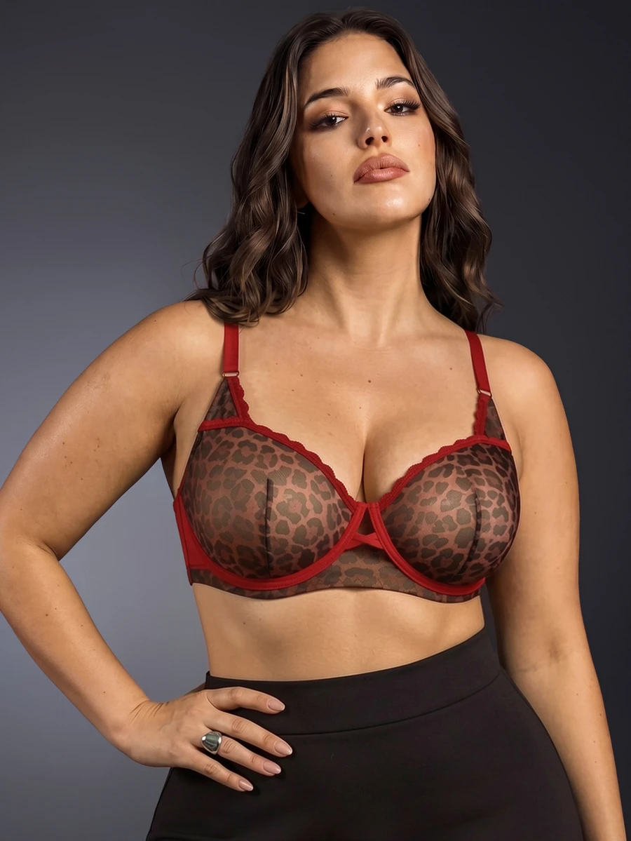 EmpressEnvy 1pc Plus Size Women Printed Single Layer Underwire Bra - Multicolor - View 1