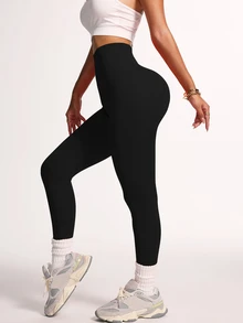 Slayform Slayform Sport Studio High Waisted Seamless Slim Leggings Women,-Lifting Tummy Control Breathable 4-Way Stretch Yoga Pants Running Cycling Exercise - Black - View 3