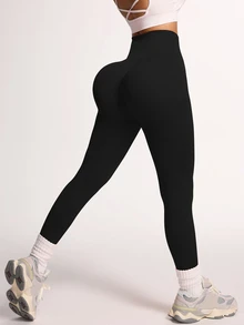 Slayform Slayform Sport Studio High Waisted Seamless Slim Leggings Women,-Lifting Tummy Control Breathable 4-Way Stretch Yoga Pants Running Cycling Exercise - Black - View 6