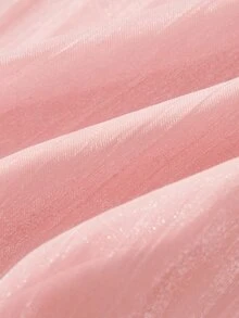 SHEIN 年轻女孩闪亮布料蝴蝶结装饰收腰无袖派对连衣裙 - 粉色 - 查看 11