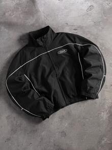 PAVTROS Men's Casual Contrast Trim Jacket, Autumn - Black - View 1
