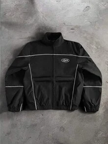 PAVTROS Men's Casual Contrast Trim Jacket, Autumn - Black - View 4
