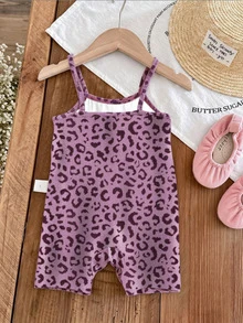 女嬰 1件裝 心形與豹紋印花細肩帶連身褲 - 彩色 - 查看 8