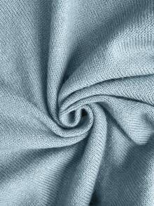 SHEIN Women's Light Blue Solid Color Round Neck Short Sleeve Casual Knit Top,Ribbed Cute Chic Summer Everyday Half Sleeve Sweater - Baby Blue - View 5