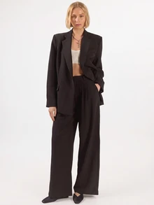KÆRIA Hus Single-Breasted Tailored Blazer - Compact Contour Crepe Suiting - Black - Office Business, Work, Suit Set Summer Casual, Office - Black - View 5