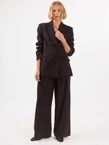 KÆRIA Hus Single-Breasted Tailored Blazer - Compact Contour Crepe Suiting - Black - Office Business, Work, Suit Set Summer Casual, Office - Black - View 6