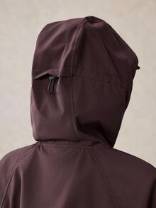 OutZeal Women Outdoor Jacket Camping Hiking Hooded Drawstring Waist Long Length Hooded Outdoor Top Spring Fall - Burgundy - View 8