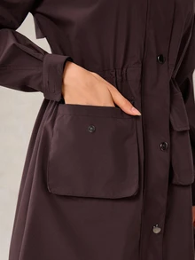 OutZeal Women Outdoor Jacket Camping Hiking Hooded Drawstring Waist Long Length Hooded Outdoor Top Spring Fall - Burgundy - View 9