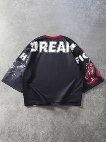 ROMWE MEN 90s Fight Gloves Full Print Oversized Short Sleeve Sweatshirt Street Pullover - Multicolor - View 2
