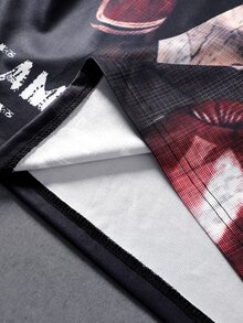 ROMWE MEN 90s Fight Gloves Full Print Oversized Short Sleeve Sweatshirt Street Pullover - Multicolor - View 8