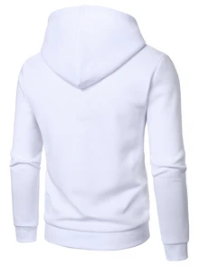 Manfinity Homme 時尚男士拼色抽繩連帽衛衣，適合日常穿著，男士連帽衫，男士連帽衫，男士連帽衫，男士衛衣，白色連帽衫 - 白色 - 查看 2