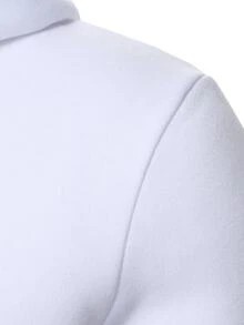Manfinity Homme 時尚男士拼色抽繩連帽衛衣，適合日常穿著，男士連帽衫，男士連帽衫，男士連帽衫，男士衛衣，白色連帽衫 - 白色 - 查看 4